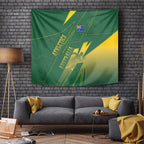Australia Athletics Tapestry Australian Flag Map Track Runner Silhouette Green Gold