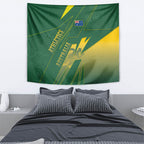 Australia Athletics Tapestry Australian Flag Map Track Runner Silhouette Green Gold