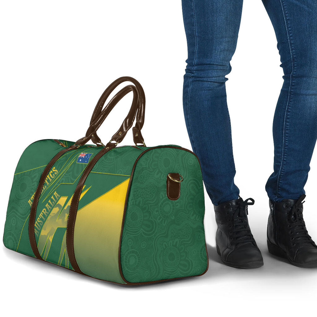Australia Athletics Travel Bag Australian Flag Map Track Runner Silhouette Green Gold