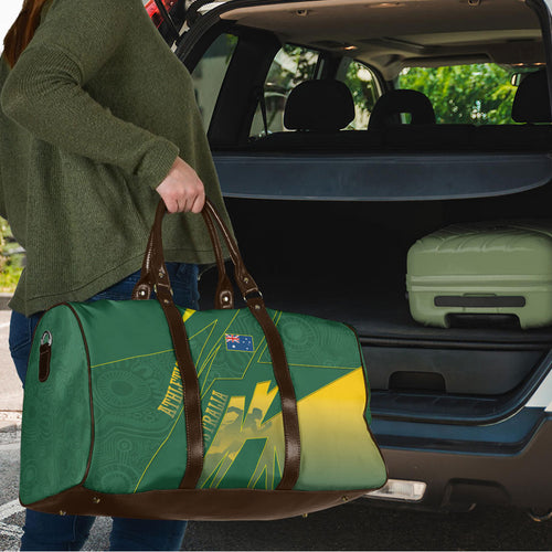 Australia Athletics Travel Bag Australian Flag Map Track Runner Silhouette Green Gold