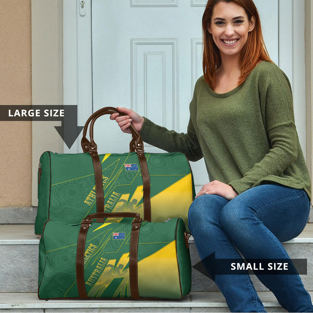 Australia Athletics Travel Bag Australian Flag Map Track Runner Silhouette Green Gold