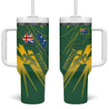 Australia Athletics Tumbler With Handle Australian Flag Map Track Runner Silhouette Green Gold