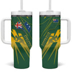 Australia Athletics Tumbler With Handle Australian Flag Map Track Runner Silhouette Green Gold