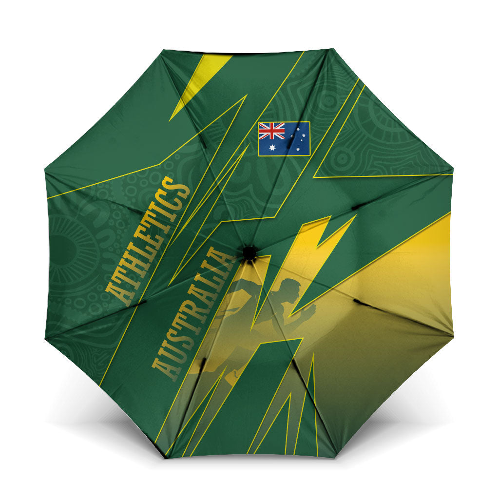 Australia Athletics Umbrella Australian Flag Map Track Runner Silhouette Green Gold
