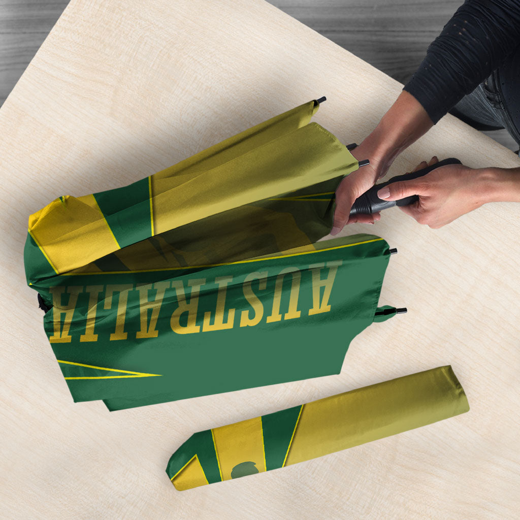 Australia Athletics Umbrella Australian Flag Map Track Runner Silhouette Green Gold