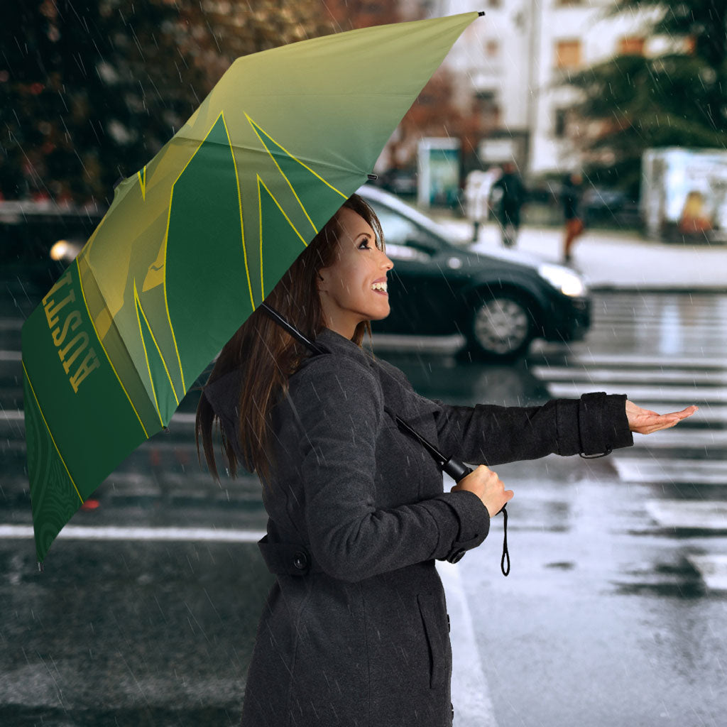 Australia Athletics Umbrella Australian Flag Map Track Runner Silhouette Green Gold