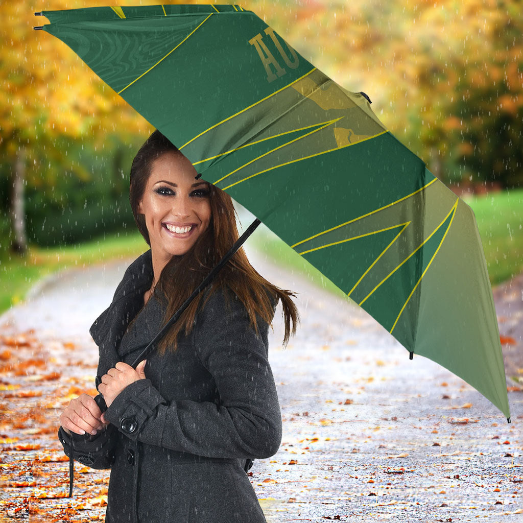 Australia Athletics Umbrella Australian Flag Map Track Runner Silhouette Green Gold