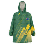 Australia Athletics Wearable Blanket Hoodie Australian Flag Map Track Runner Silhouette Green Gold