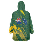 Australia Athletics Wearable Blanket Hoodie Australian Flag Map Track Runner Silhouette Green Gold