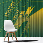 Australia Athletics Window Curtain Australian Flag Map Track Runner Silhouette Green Gold