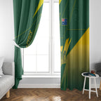 Australia Athletics Window Curtain Australian Flag Map Track Runner Silhouette Green Gold