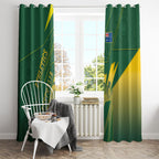 Australia Athletics Window Curtain Australian Flag Map Track Runner Silhouette Green Gold