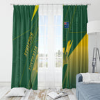 Australia Athletics Window Curtain Australian Flag Map Track Runner Silhouette Green Gold