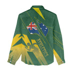 Australia Athletics Women Casual Shirt Australian Flag Map Track Runner Silhouette Green Gold