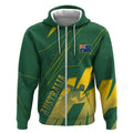 Australia Athletics Zip Hoodie Australian Flag Map Track Runner Silhouette Green Gold