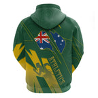 Australia Athletics Zip Hoodie Australian Flag Map Track Runner Silhouette Green Gold