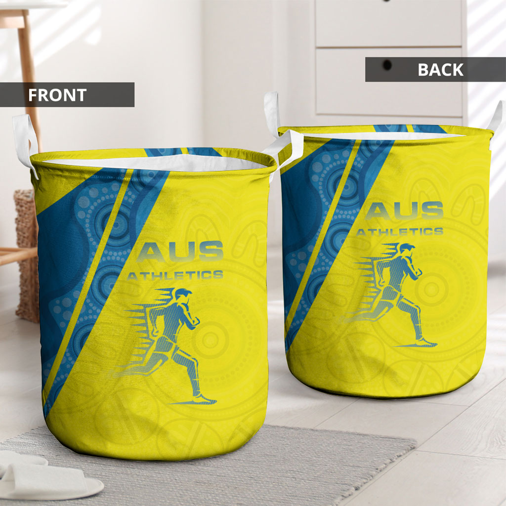 Australian Athletics Laundry Basket Modern Indigenous Circle Pattern Sport Art