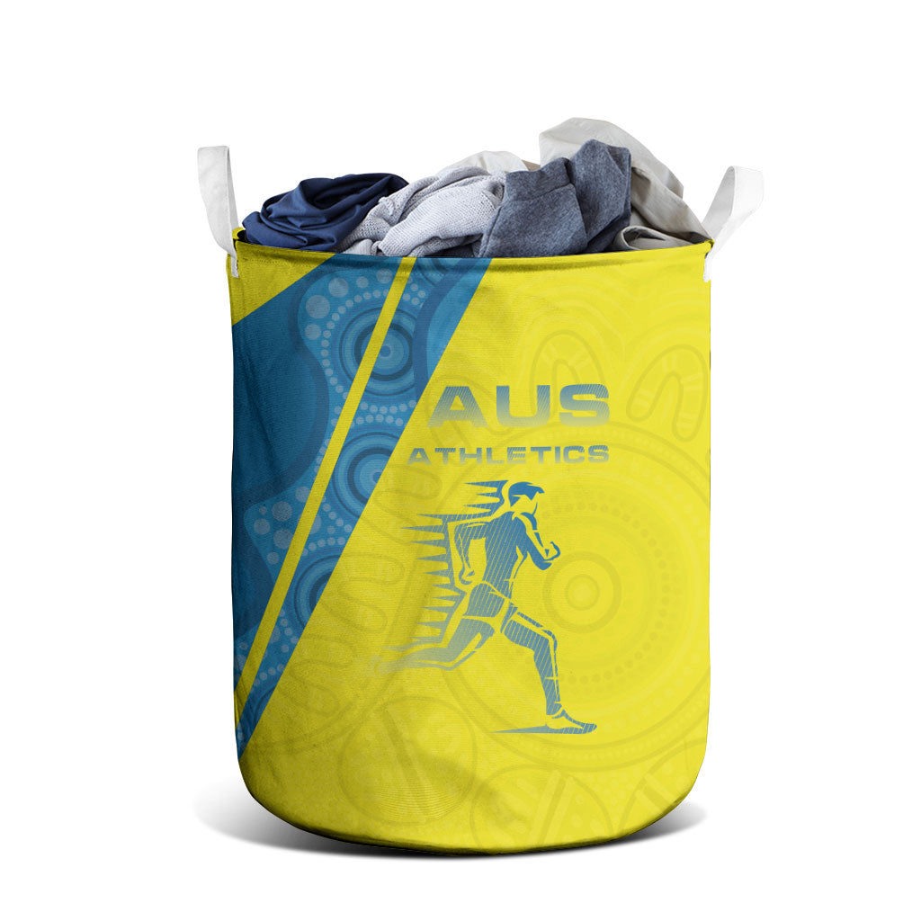 Australian Athletics Laundry Basket Modern Indigenous Circle Pattern Sport Art