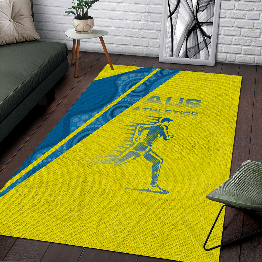 Australian Athletics Area Rug Modern Indigenous Circle Pattern Sport Art