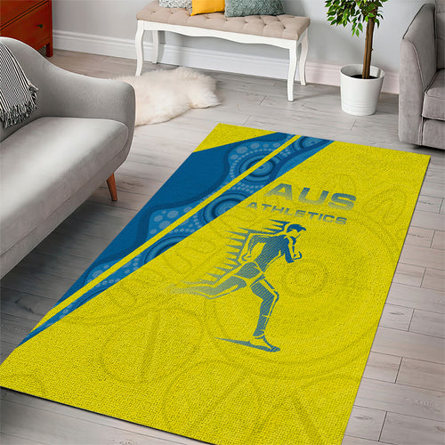 Australian Athletics Area Rug Modern Indigenous Circle Pattern Sport Art