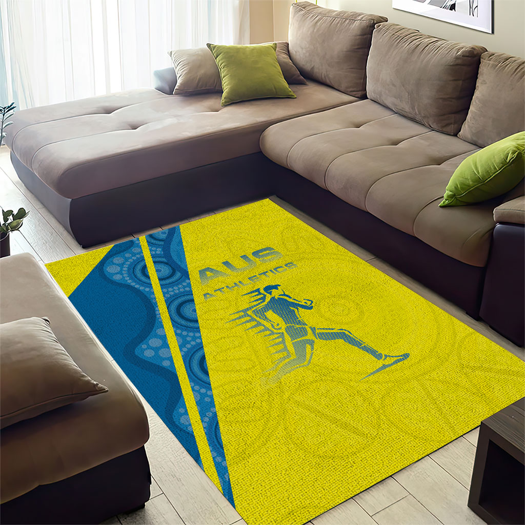 Australian Athletics Area Rug Modern Indigenous Circle Pattern Sport Art
