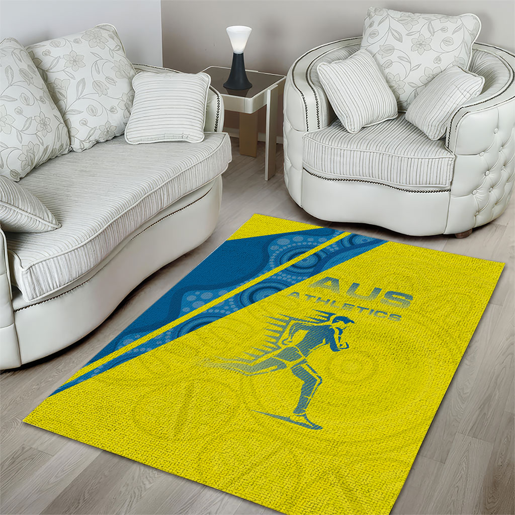 Australian Athletics Area Rug Modern Indigenous Circle Pattern Sport Art