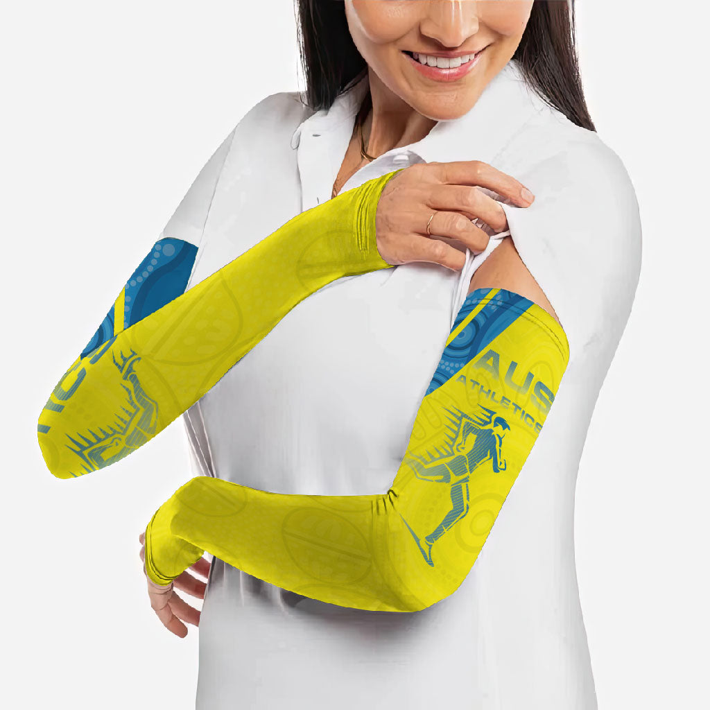 Australian Athletics Arm Sleeves Modern Indigenous Circle Pattern Sport Art