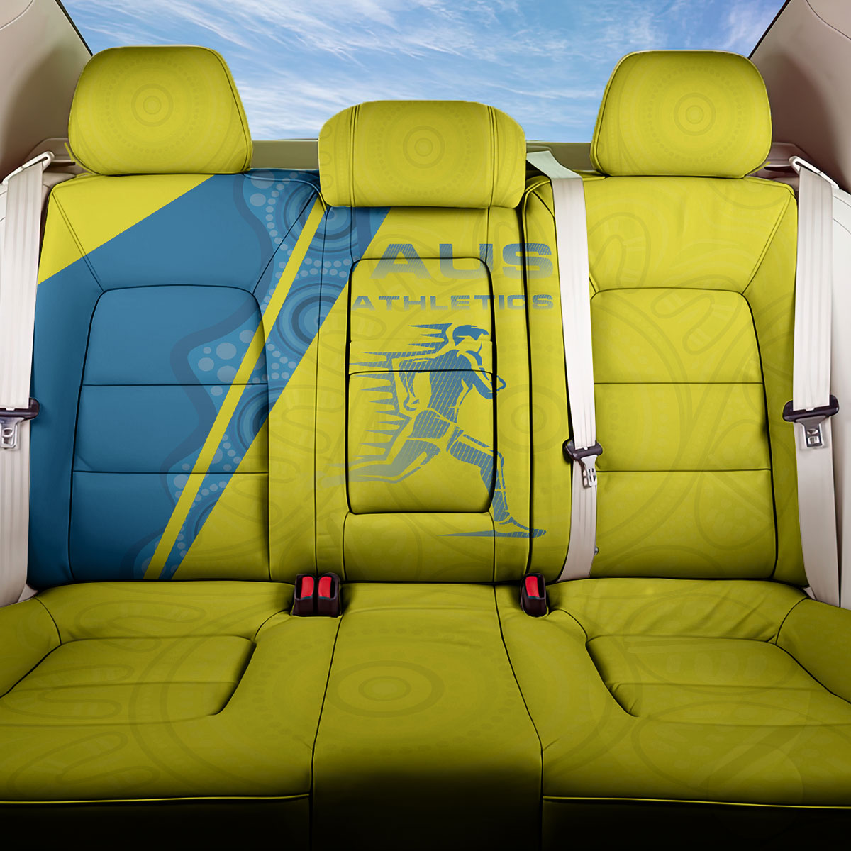 Australian Athletics Back Car Seat Cover Modern Indigenous Circle Pattern Sport Art