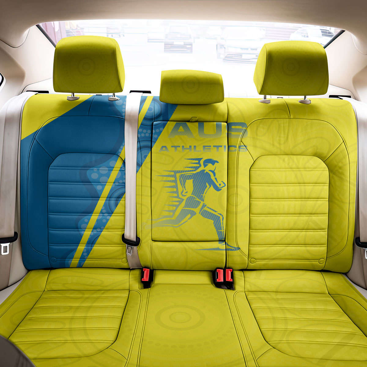 Australian Athletics Back Car Seat Cover Modern Indigenous Circle Pattern Sport Art