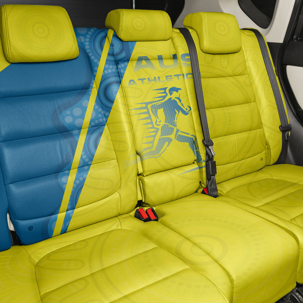 Australian Athletics Back Car Seat Cover Modern Indigenous Circle Pattern Sport Art