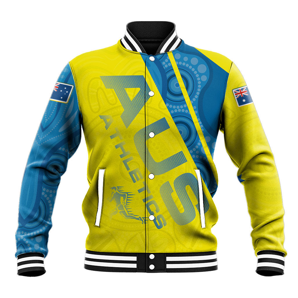 Australian Athletics Baseball Jacket Modern Indigenous Circle Pattern Sport Art