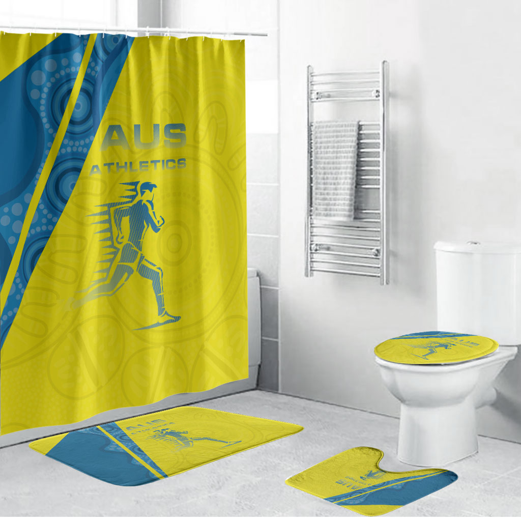 Australian Athletics Bathroom Set Modern Indigenous Circle Pattern Sport Art