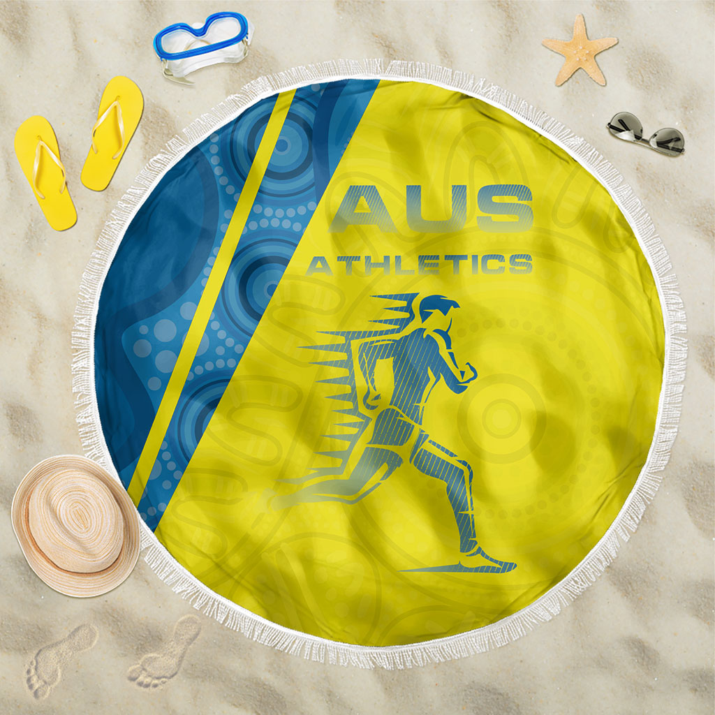 Australian Athletics Beach Blanket Modern Indigenous Circle Pattern Sport Art
