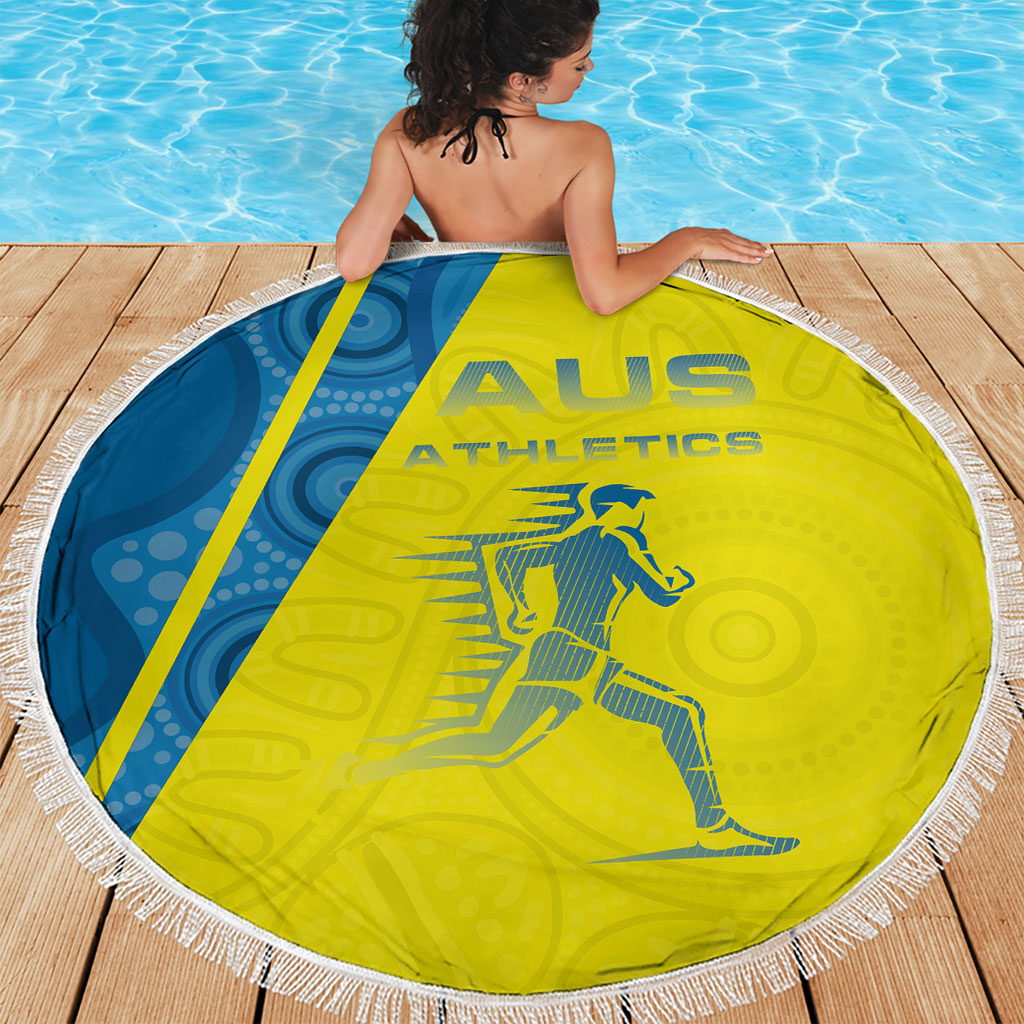 Australian Athletics Beach Blanket Modern Indigenous Circle Pattern Sport Art