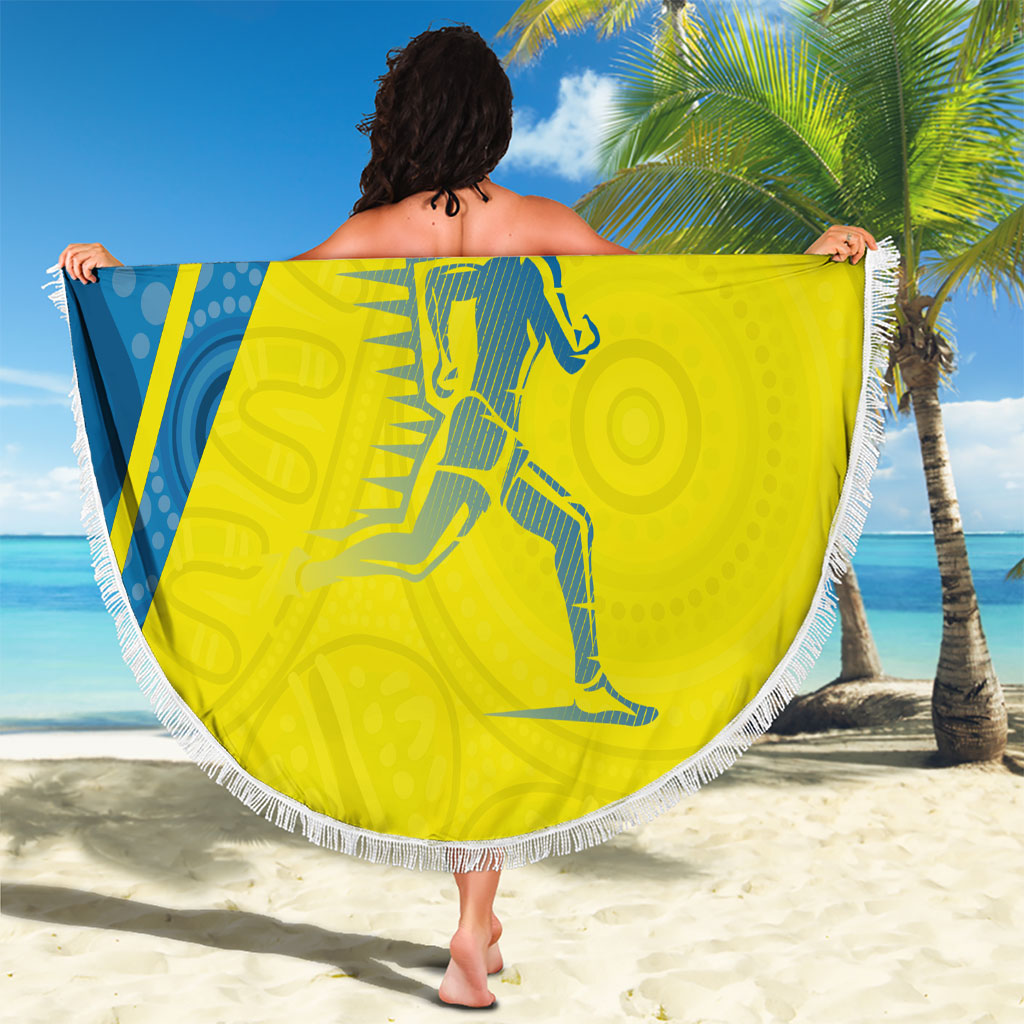 Australian Athletics Beach Blanket Modern Indigenous Circle Pattern Sport Art