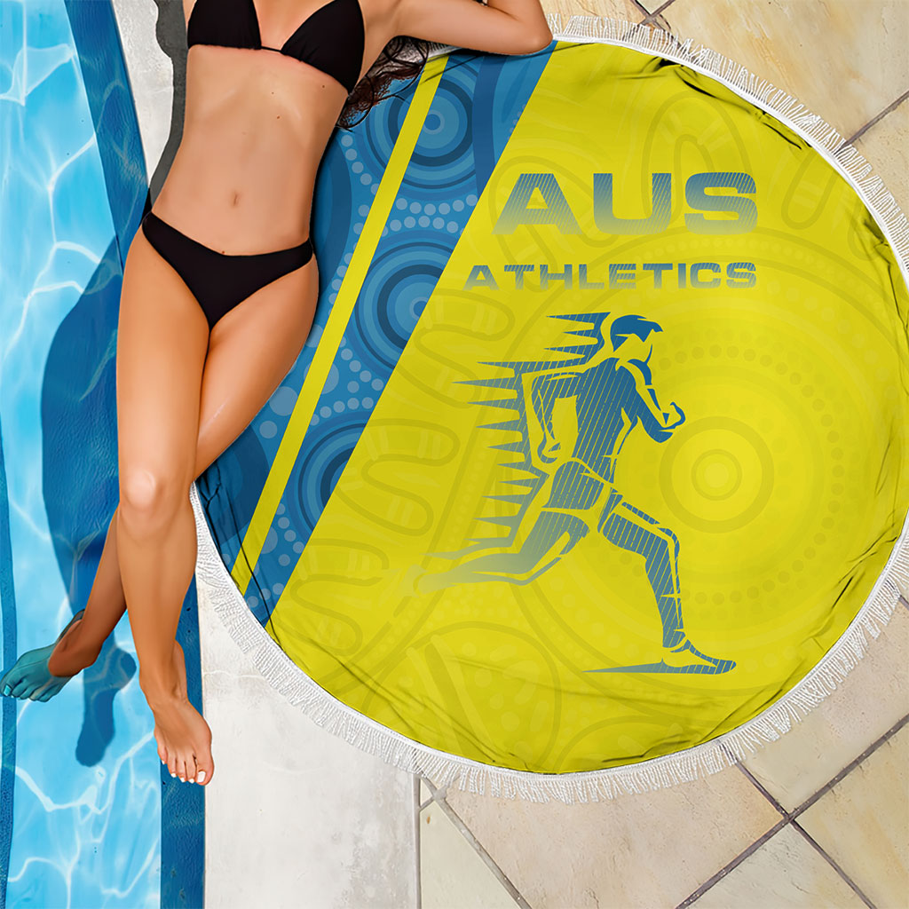 Australian Athletics Beach Blanket Modern Indigenous Circle Pattern Sport Art