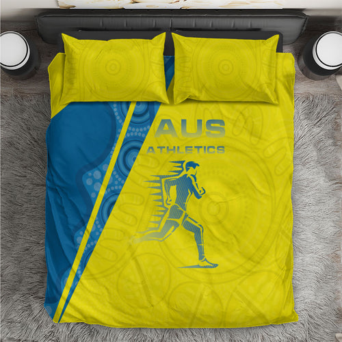 Australian Athletics Bedding Set Modern Indigenous Circle Pattern Sport Art