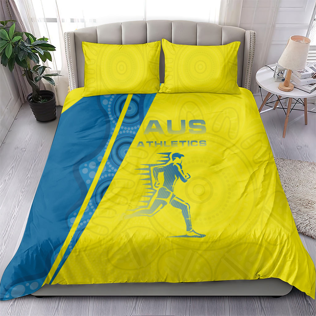 Australian Athletics Bedding Set Modern Indigenous Circle Pattern Sport Art