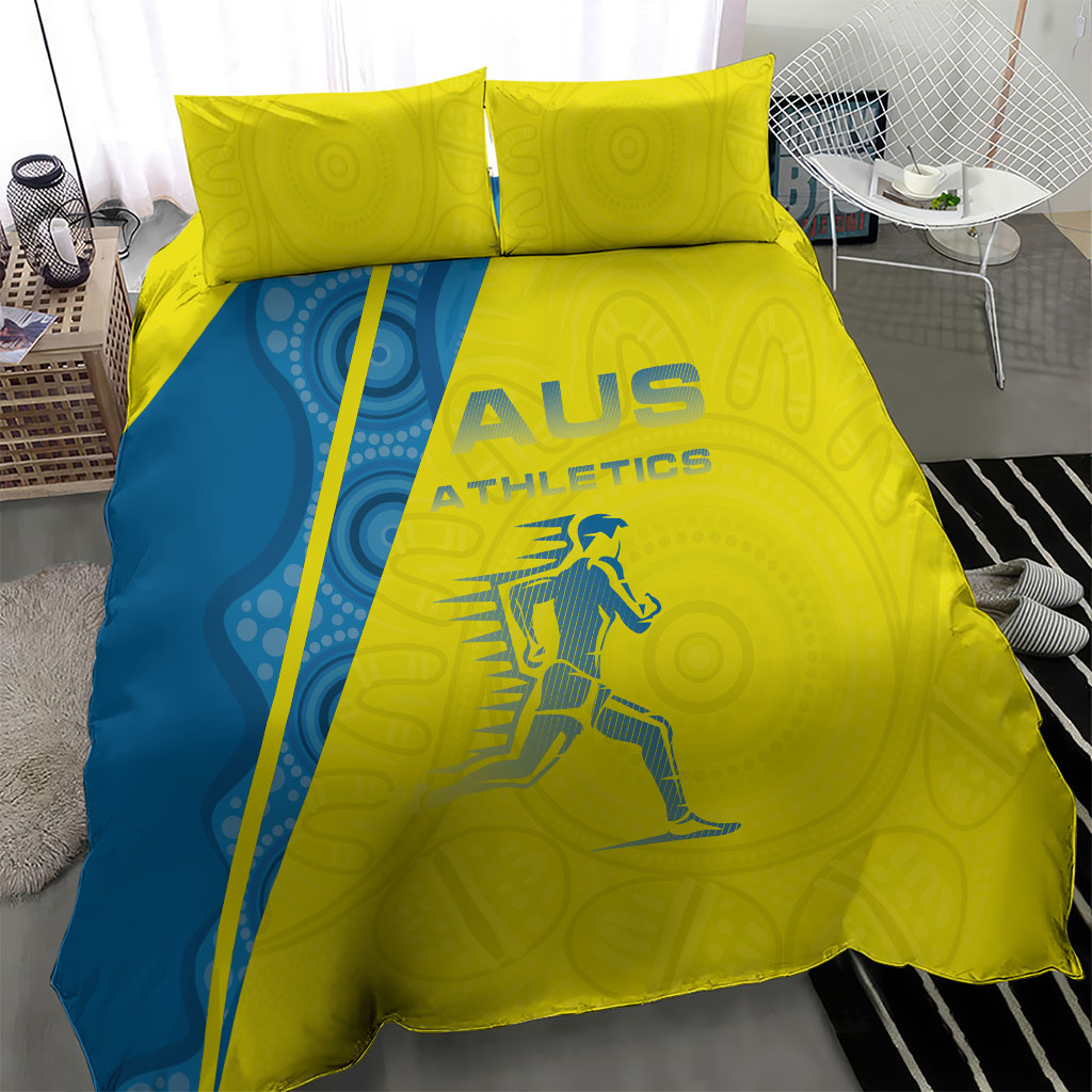 Australian Athletics Bedding Set Modern Indigenous Circle Pattern Sport Art