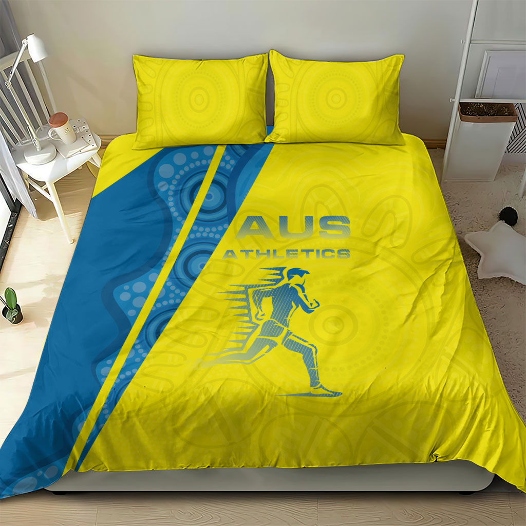 Australian Athletics Bedding Set Modern Indigenous Circle Pattern Sport Art