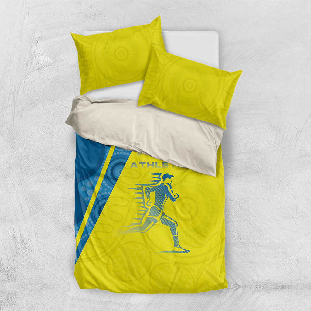 Australian Athletics Bedding Set Modern Indigenous Circle Pattern Sport Art