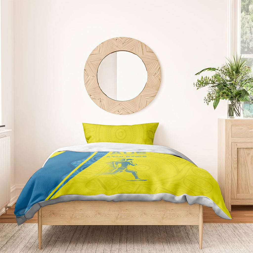 Australian Athletics Bedding Set Modern Indigenous Circle Pattern Sport Art