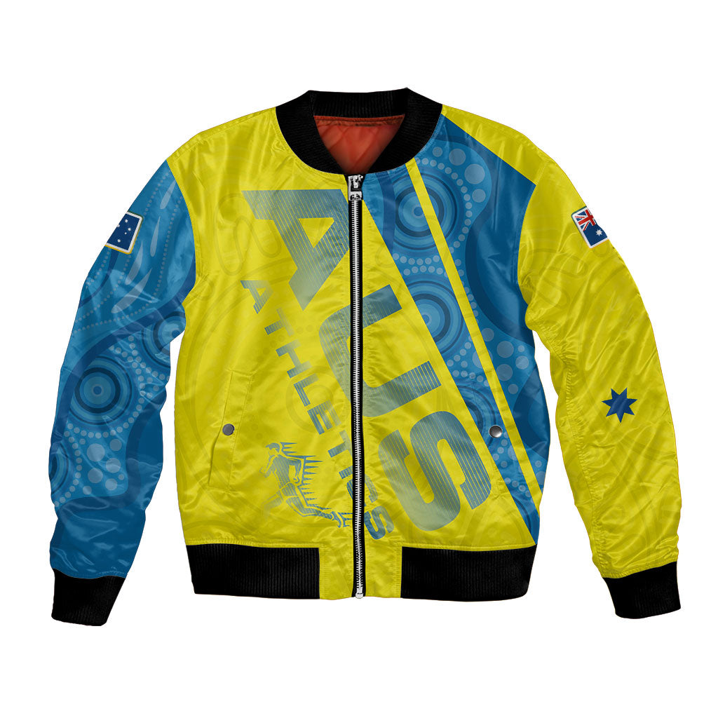Australian Athletics Bomber Jacket Modern Indigenous Circle Pattern Sport Art