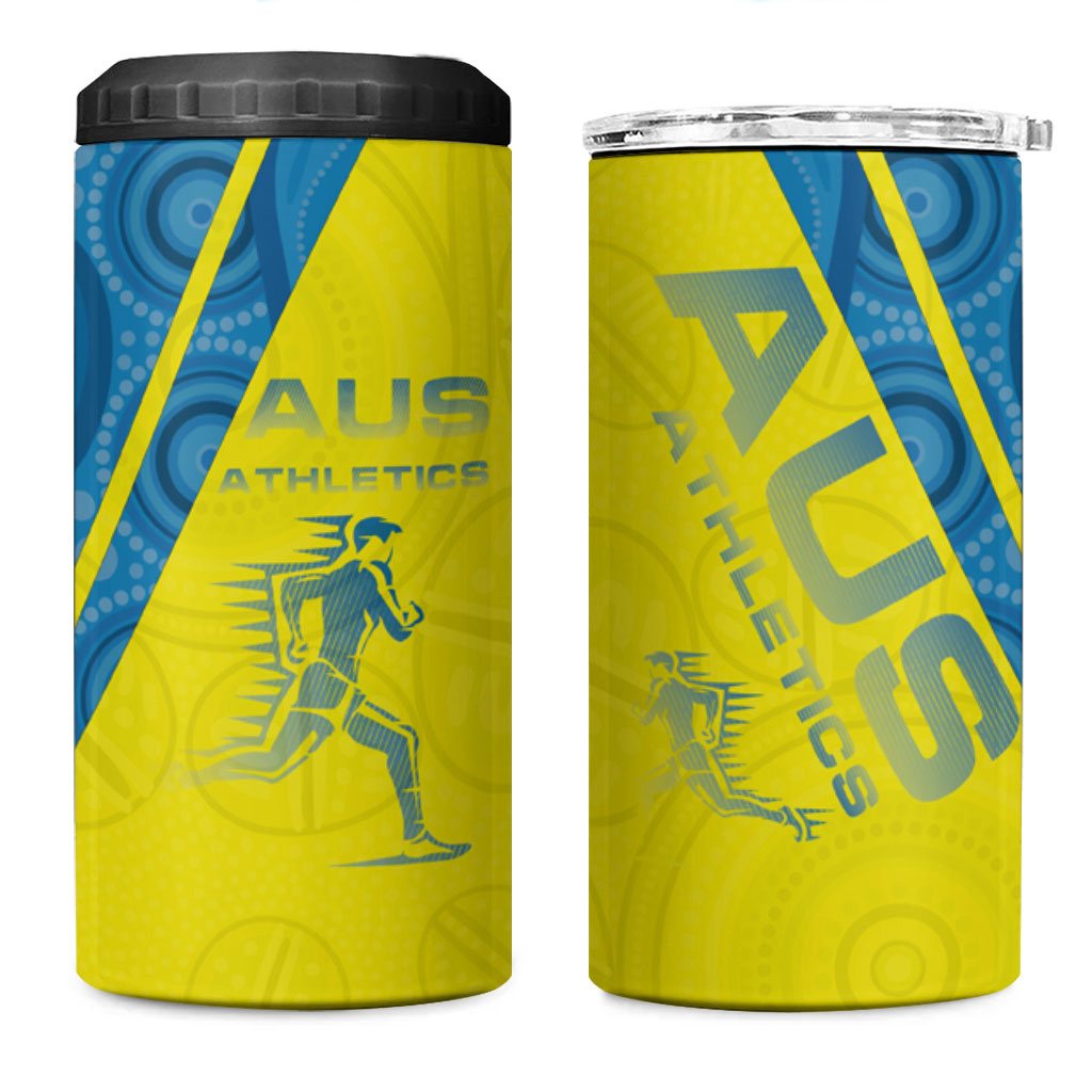 Australian Athletics 4 in 1 Can Cooler Tumbler Modern Indigenous Circle Pattern Sport Art