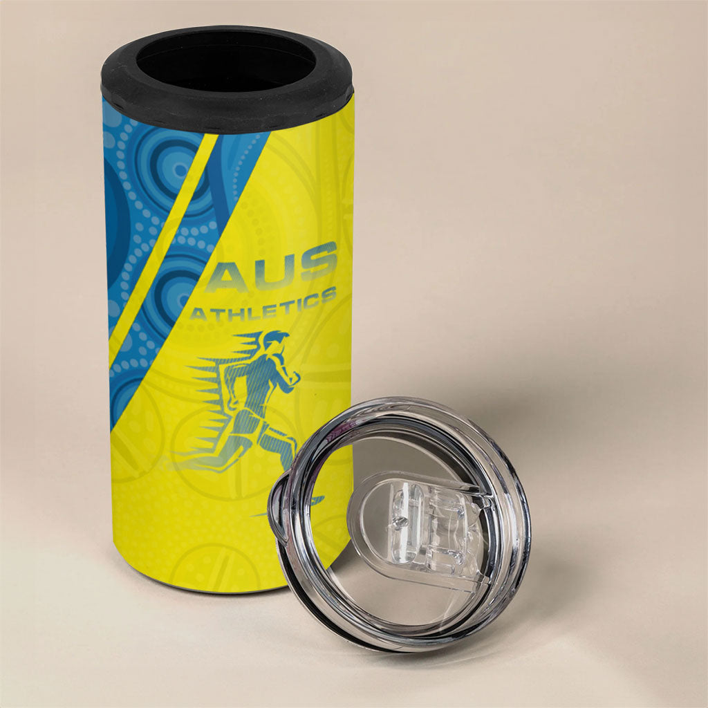 Australian Athletics 4 in 1 Can Cooler Tumbler Modern Indigenous Circle Pattern Sport Art