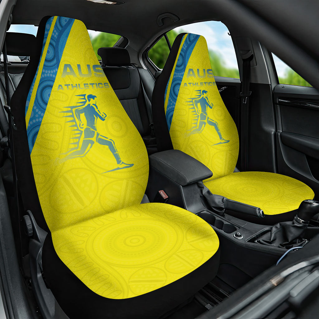 Australian Athletics Car Seat Cover Modern Indigenous Circle Pattern Sport Art