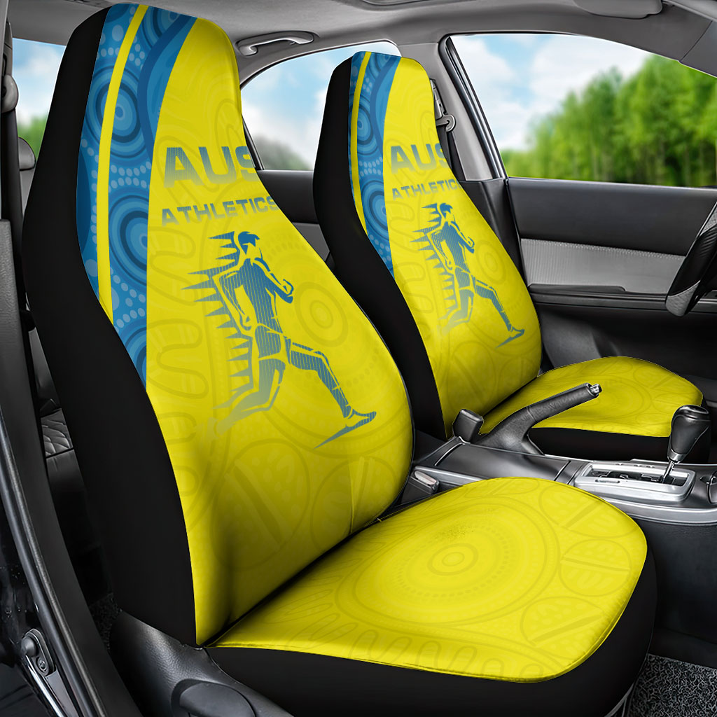 Australian Athletics Car Seat Cover Modern Indigenous Circle Pattern Sport Art