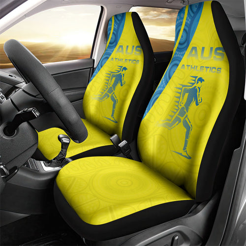 Australian Athletics Car Seat Cover Modern Indigenous Circle Pattern Sport Art