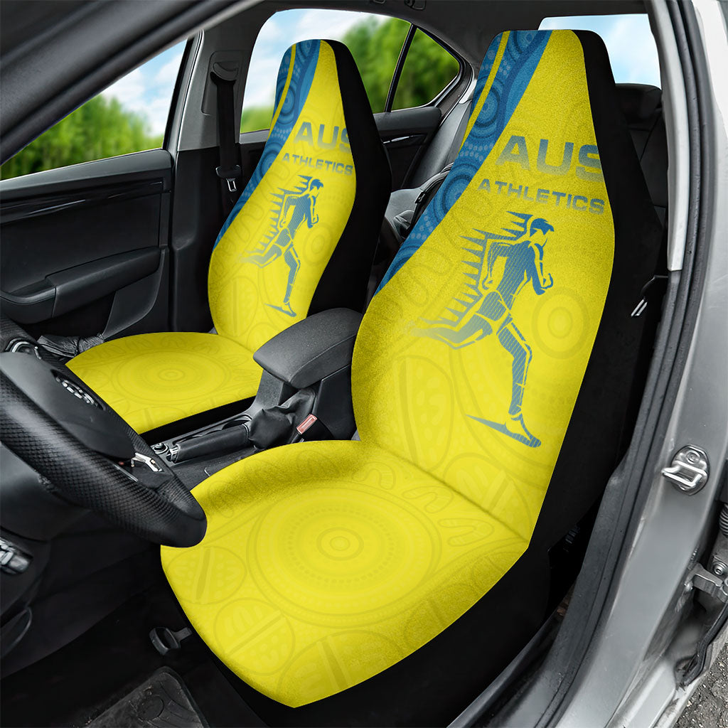 Australian Athletics Car Seat Cover Modern Indigenous Circle Pattern Sport Art