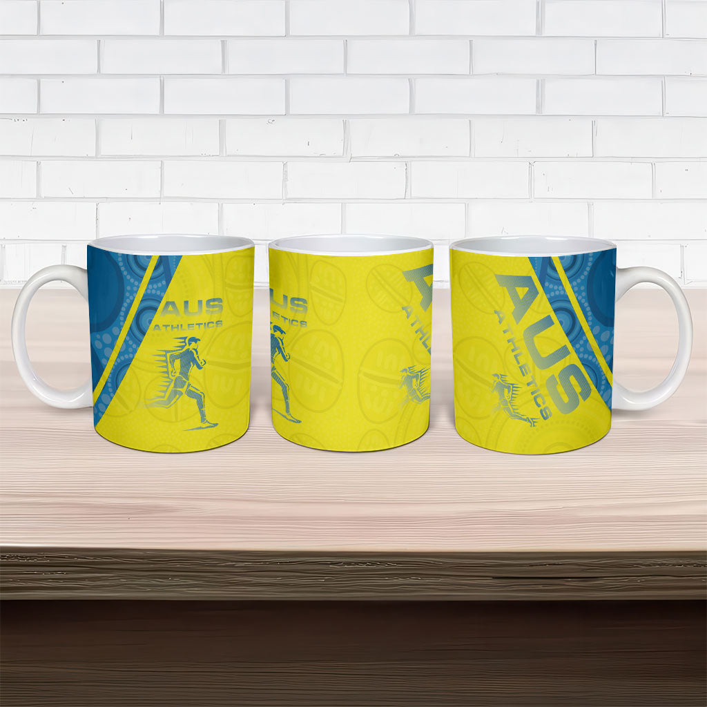 Australian Athletics Ceramic Mug Modern Indigenous Circle Pattern Sport Art